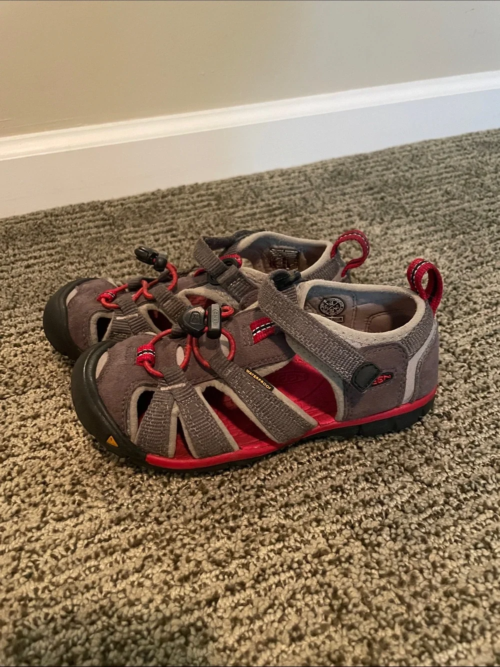 Kids Keen Grey and Red Shoes Size 12